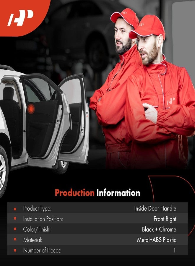 A-Premium Interior Door Handle Compatible with Ford F150 2009 2010 2011 2012 2013 2014, Chrome Lever Black Housing, Front or Rear Right Passenger Side, Replace# 9L3Z-1522600-CB, CL3Z-1522600-GA - Image 3